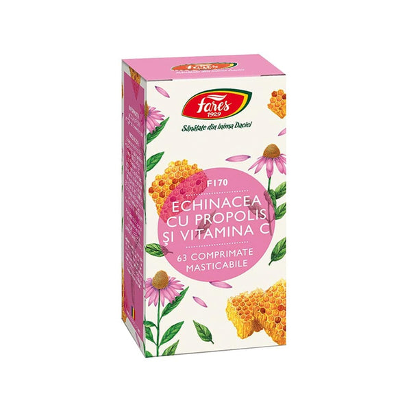 Echinacea cu Propolis si Vitamina C, F170, 60 comprimate, Fares - Delumani - Magazin Online Romanesc 