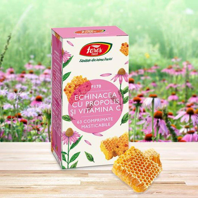 Echinacea cu Propolis si Vitamina C, F170, 60 comprimate, Fares - Delumani - Magazin Online Romanesc 