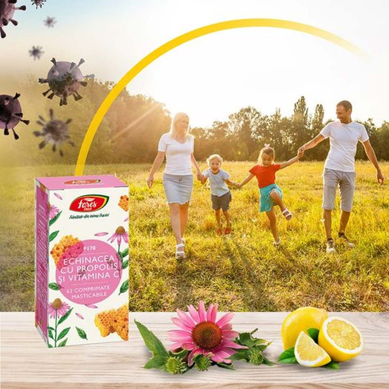 Echinacea cu Propolis si Vitamina C, F170, 60 comprimate, Fares - Delumani - Magazin Online Romanesc 