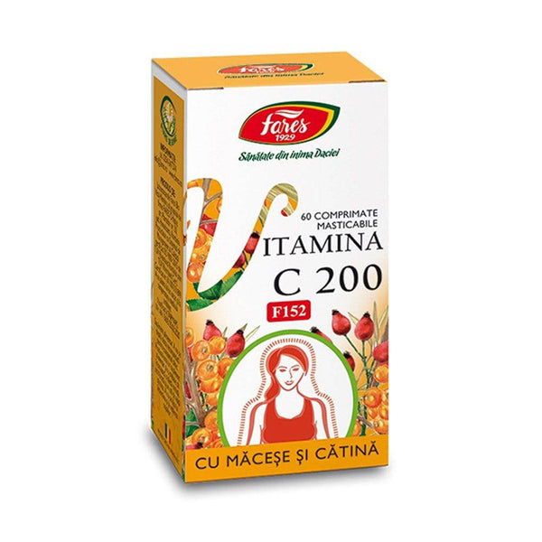 Vitamina C 200 mg cu Macese si Catina, F152, 60 comprimate masticabile, Fares - Delumani - Magazin Online Romanesc 